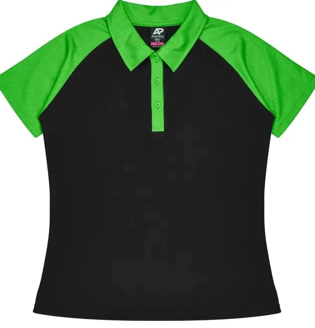 Aussie Pacific Manly Lady Polos 2318  Aussie Pacific BLACK/KAWA GREEN 6